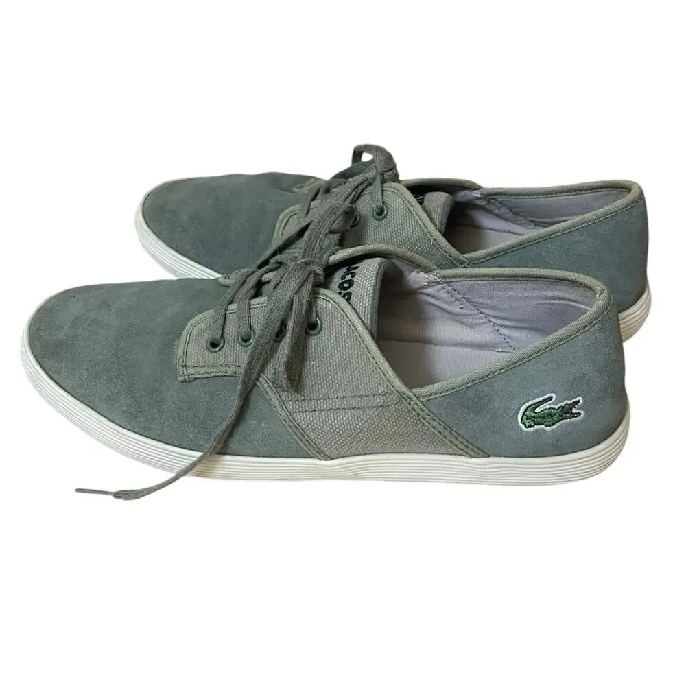 Lacoste Andover CIW Sneakers Men US 9.5 Sage Green Suede Canvas Preppy Old Money